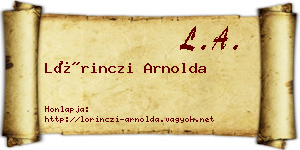 Lőrinczi Arnolda névjegykártya